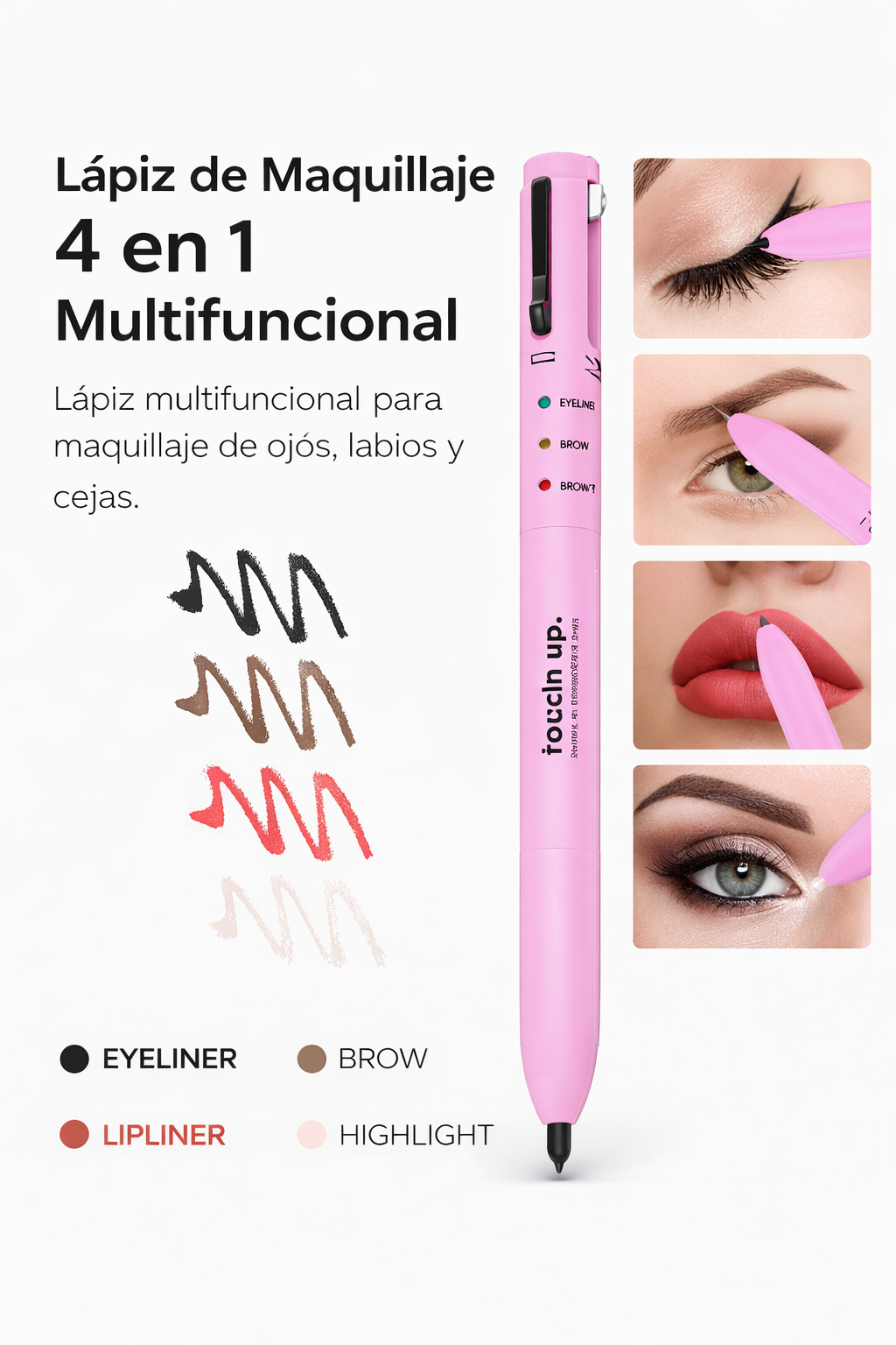 Lápiz de Maquillaje 4 en 1 Multifuncional